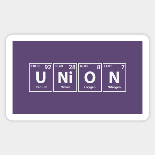 Union (U-Ni-O-N) Periodic Elements Spelling Sticker